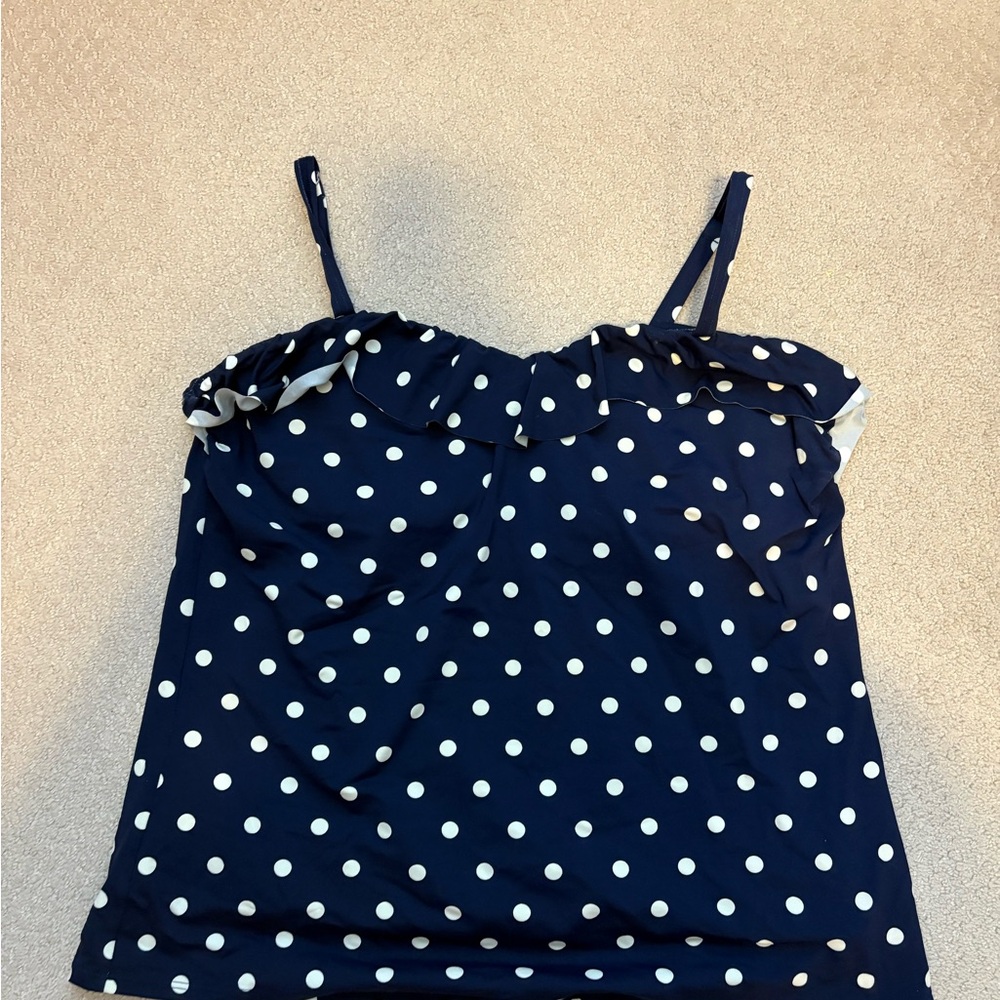 Lands' End Blue Ruched Camisole Swim Top